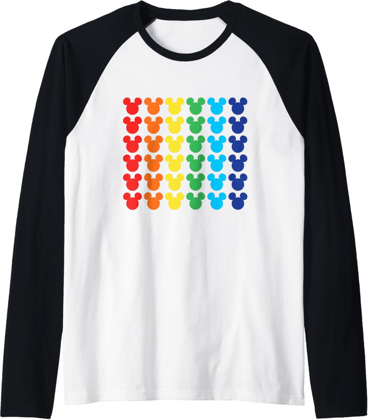 Disney Mickey Mouse Rainbow Icons Raglan