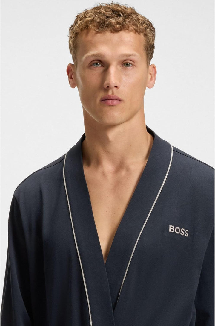 BOSS Hugo Boss Herren Bademantel Kimono BM 10121122 02, Einfarbig, S Blau