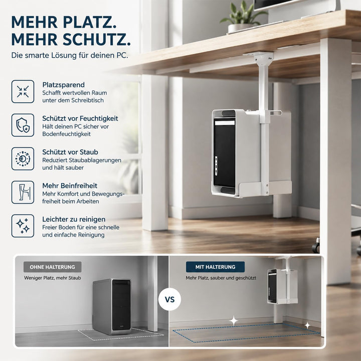 PC Halterung Unter Schreibtisch, Carbonstahl Computer Aufhängung Halter, PC Halterung für Untertisch