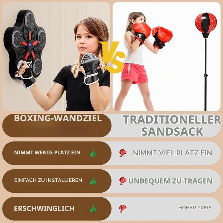 Topteng Music-Boxing-Maschine, Wandmontierter Boxtrainer, Stereolautsprecher, 3 Trainingsmodi, Zählf
