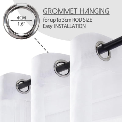 MRTREES Stores Gardinen Weiss Wohnzimmer Gardinen modern Schlaufenschal 2er Set 122×140cm (H×B) Vorh