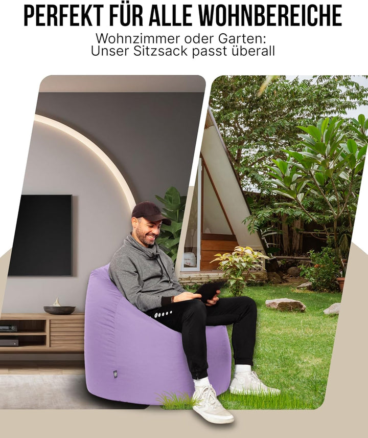PATCH HOME Patchhome Sitzsack Tropfenform mit Reissverschluss Nachfüllbar - für In &amp; Outdoor - mit S
