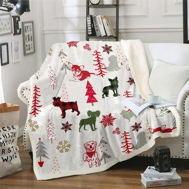 Weihnachten Decke 150x200 Kinder Nette Büffel Plaid Hunde Fuzzy Decke für Kinder Jungen Mädchen Weih