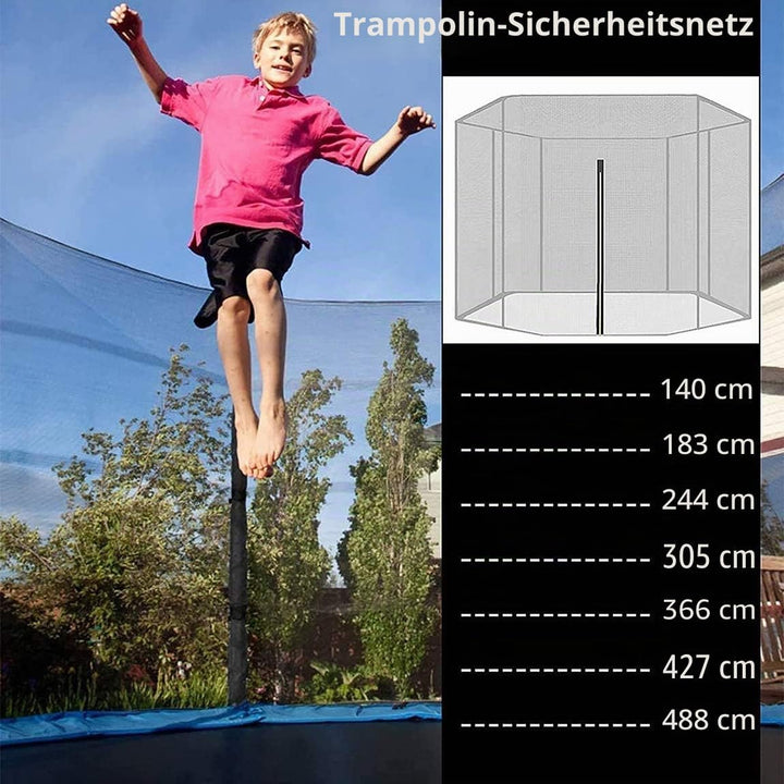 Trampolin Sicherheitsnetz Ersatz Netz Ø 140 183 244 305 366 488 cm Geeignet für 6/8 Stangen, reissfe