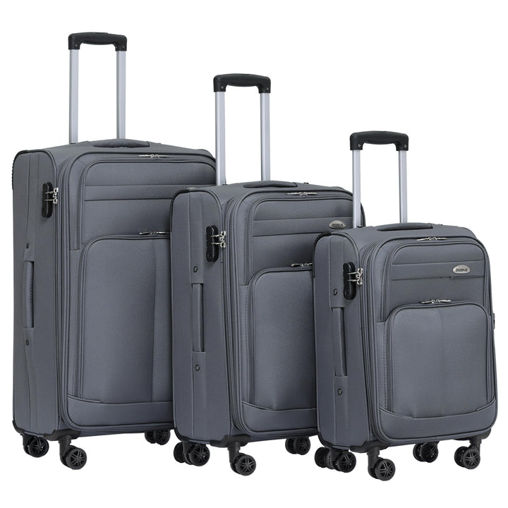 BEIBYE Leichter Stoffkoffer Kofferset Trolley Aussentaschen Dehungsfuge mehr Stauraum mit Zahlenschl