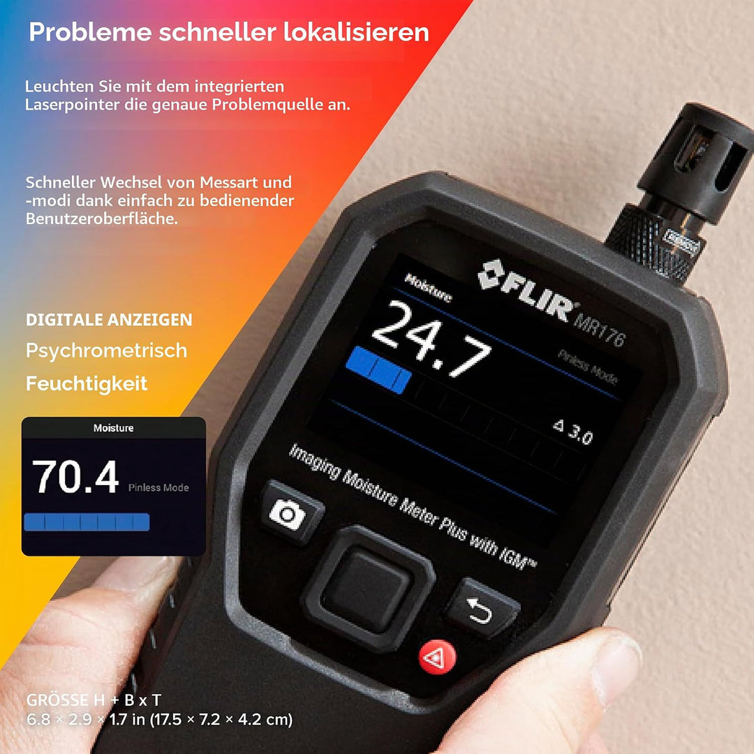 FLIR Feuchtigkeitsmessgerät mit integriertem Wärmebilddetektor für Temperatur- und relative Feuchtig