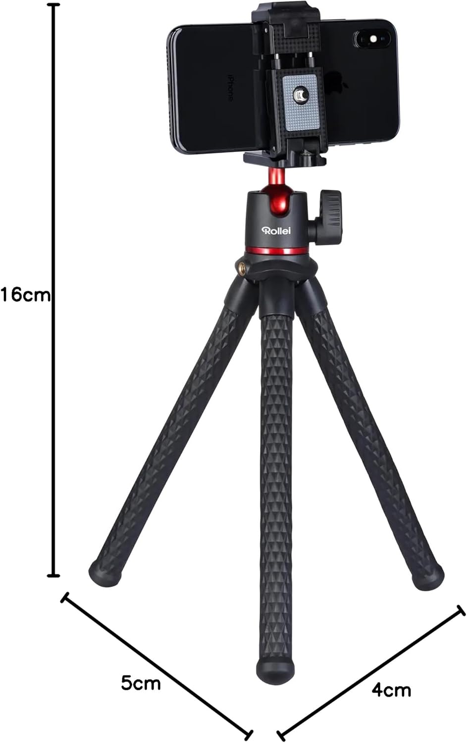 Rollei Monkey Pod 2, Flexibles Mini-Stativ mit Smartphone-Halterung, Kugelkopf unf 1/4' Anschluss Mo