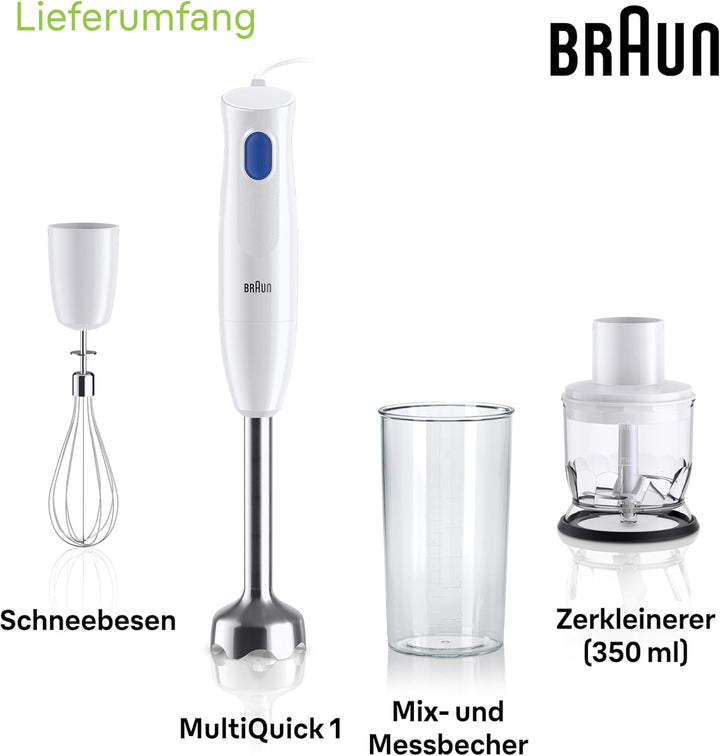 Braun Stabmixer MQ10.202M MultiQuick 1 - Extra Leichter Pürierstab mit Edelstahl-Mixfuss und EasyTwi