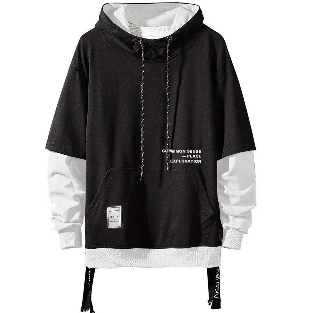 Moshtashio Kapuzenpullover für Herren, Patchwork Hoodie mit Kontrastfarbe Langarm Basic Sweatshirt P