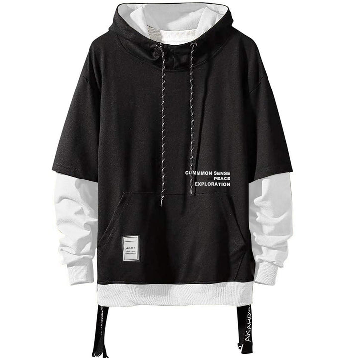 Moshtashio Kapuzenpullover für Herren, Patchwork Hoodie mit Kontrastfarbe Langarm Basic Sweatshirt P