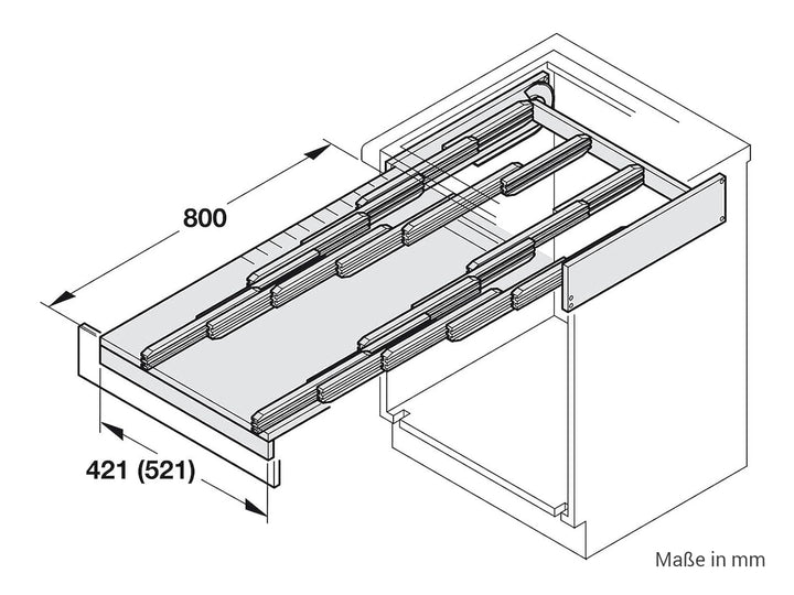 Hailo Auszugtisch 3845601 | Rapid 60 Ausziehtisch stufenlos | für 60cm Schrankbreite und Schubkasten