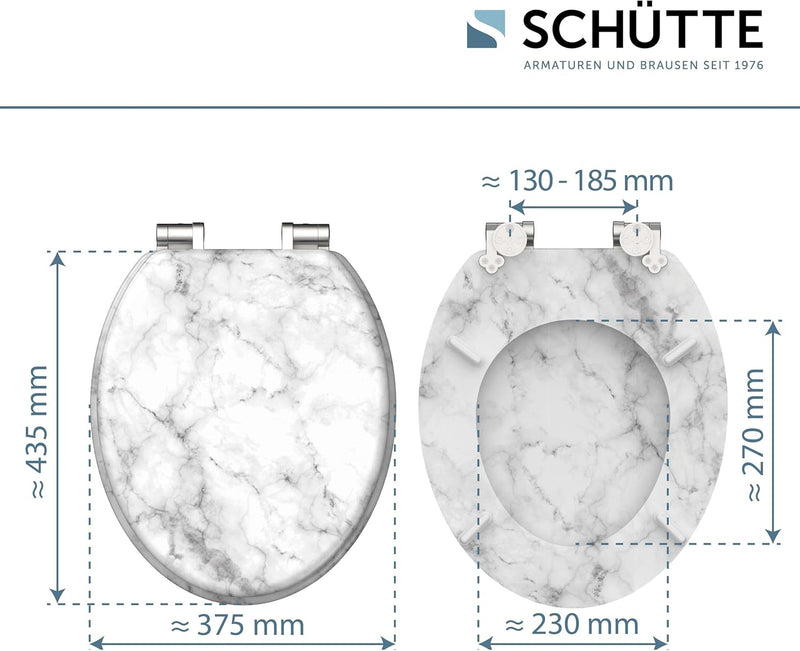 SCHÜTTE WC-Sitz MARMOR STONE mit Absenkautomatik aus Holz Toilettensitz mit Klodeckel, Holzkern Toil