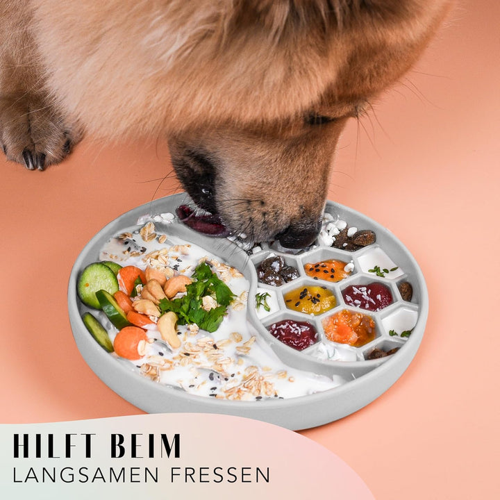 ne&no® Anti Schling Napf für Hunde und Katzen I Slow Feeder I Leckmatte Hund mit grossem Saugnapf I