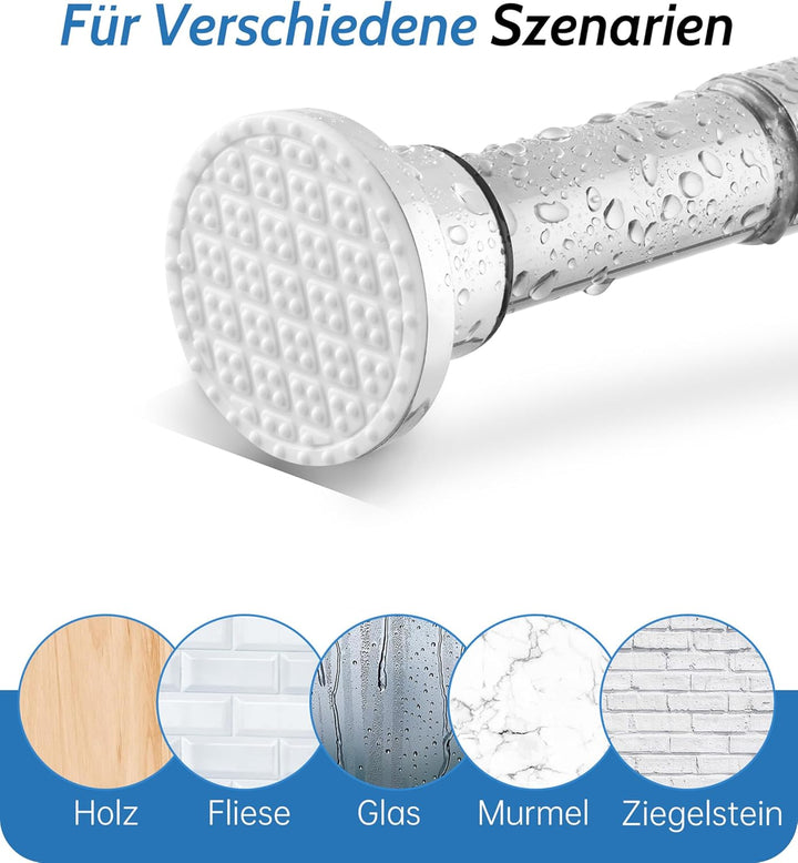 Teleskopstange 70-255CM Ausziehbar Duschvorhangstange Duschstange ohne Bohren Silber Klemmstange zum
