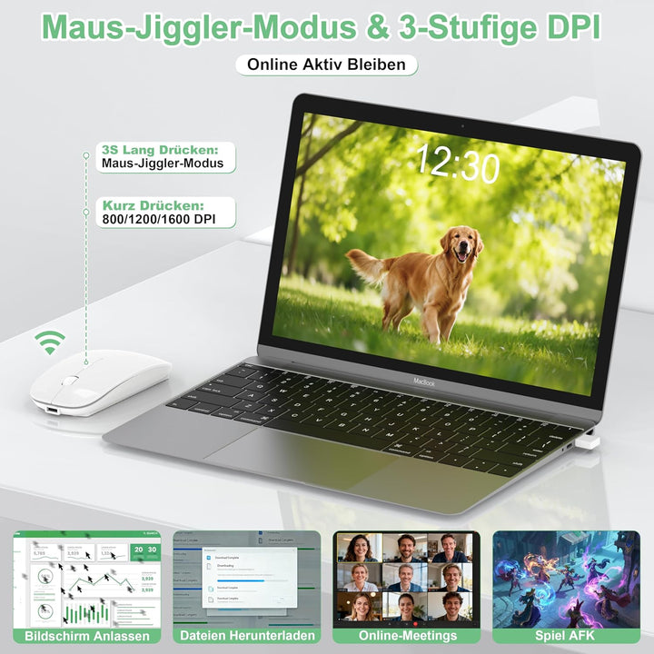 Bluetooth Maus Kabellose, Wiederaufladbare Maus für iPad MacBook PC Laptop Computer, Tragbare Schlan
