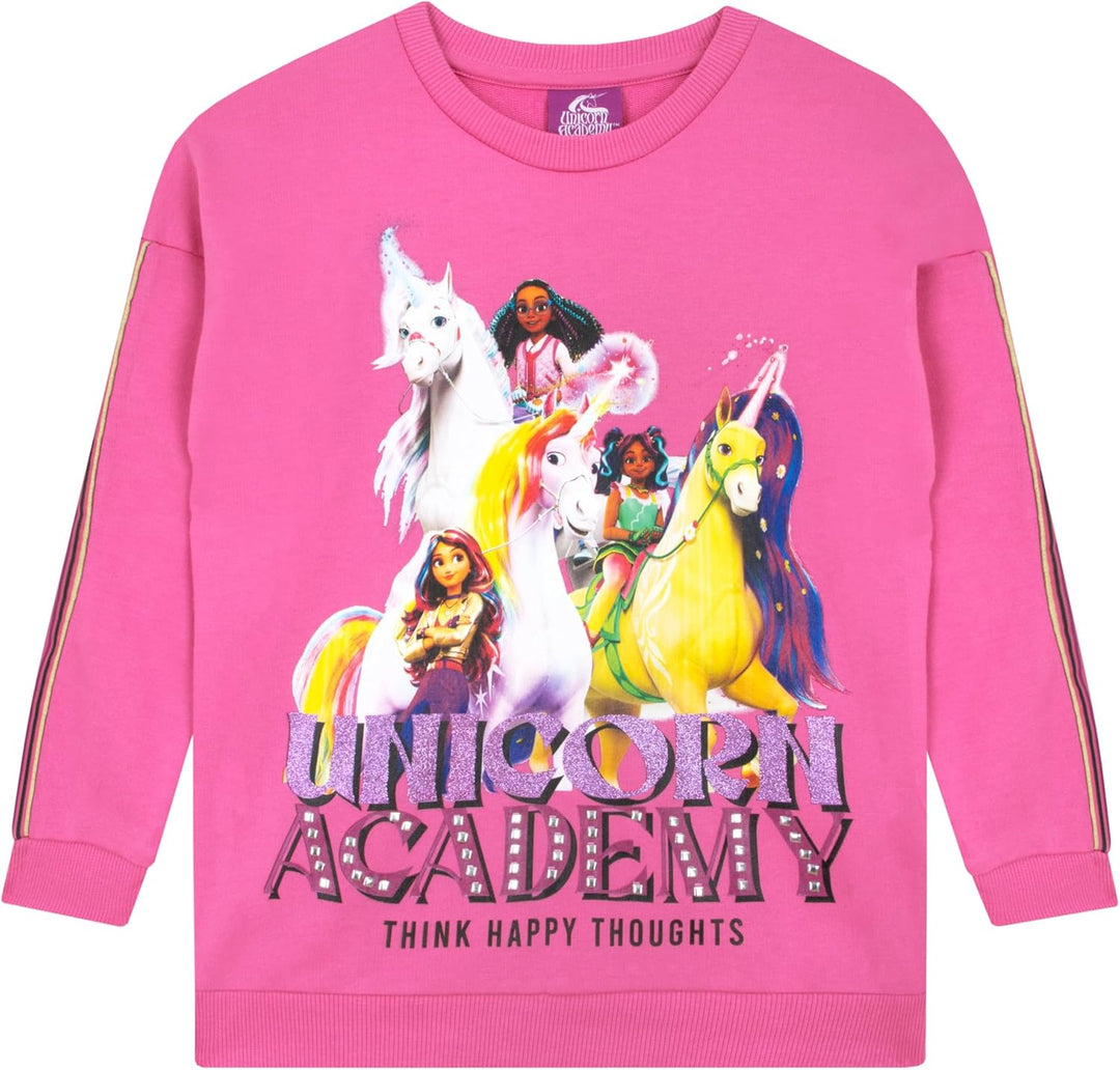 Einhorn Akademie Pullover | Einhorn Pullover Mädchen | Kinder Sweatshirt Mädchen 152 Rosa, 152 Rosa