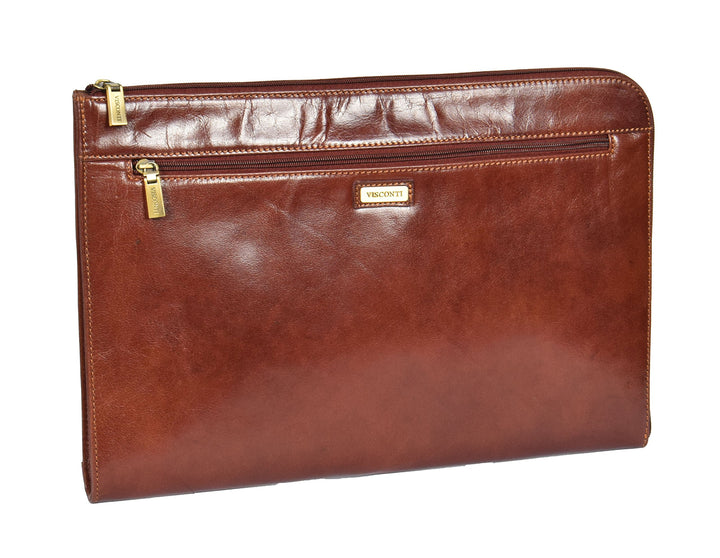 A1 FASHION GOODS Echtes Leder Zip Um Folio Tasche A4 Dokumentenhalter Achsel iPad Tablet Tasche Brau
