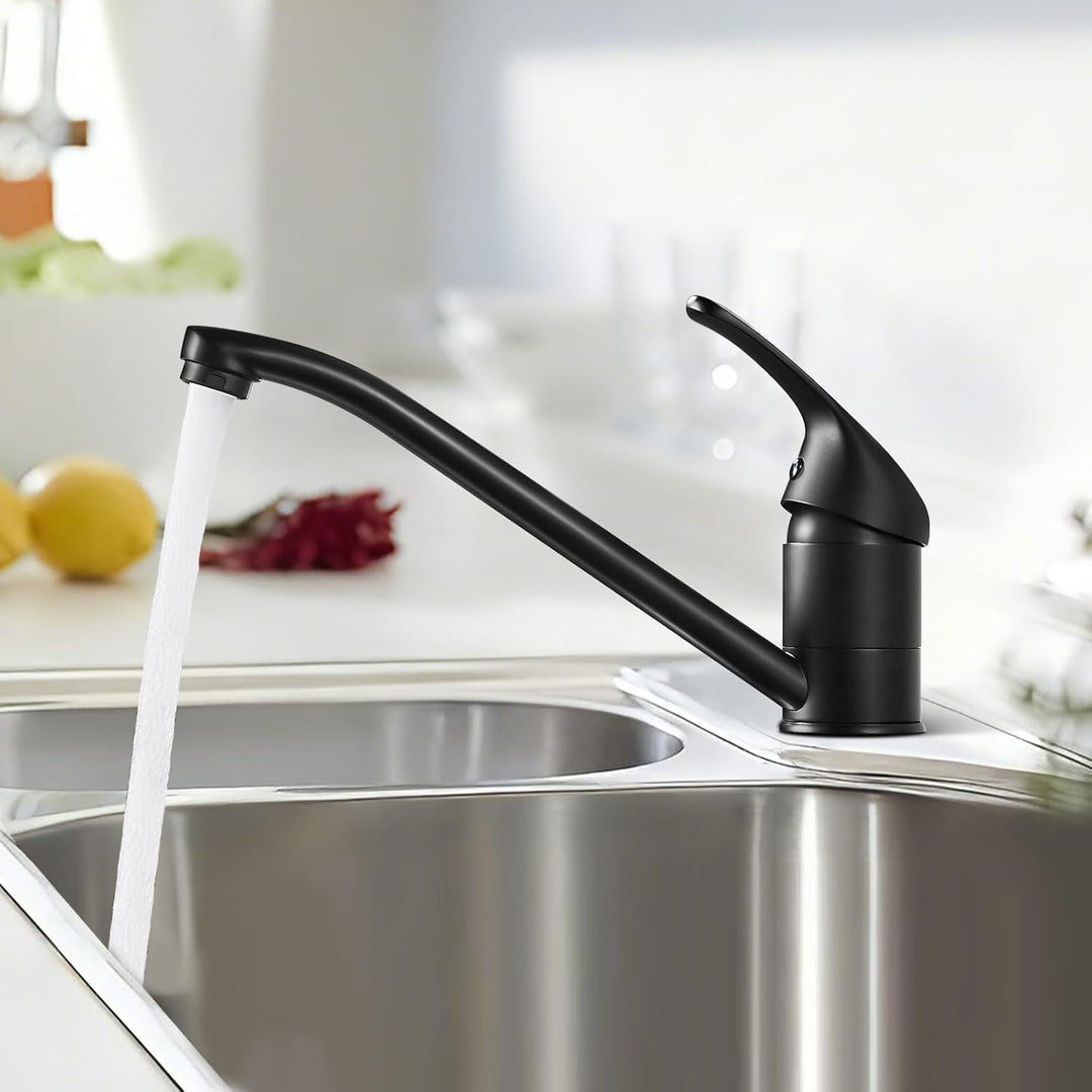 Wasserhahn Küche Schwarz, Küchenarmatur 360° Schwenkbar, Einhebel Mischbatterie Küche, Spültischarma