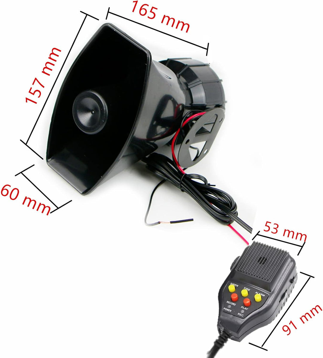 Autohupe Car Horn Sirenenlautsprecher Elektrische Hupe Autoaufnahme 100W 130DB Autosirene Fahrzeughu