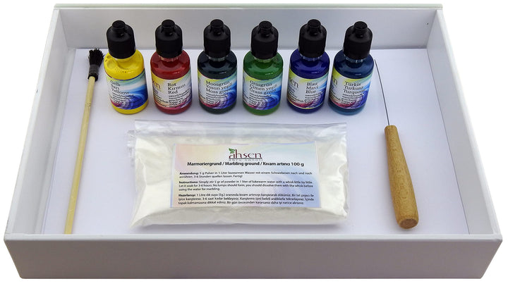 Easy Marmorierset A4 6 Farben Marmorierset (11 teilig) | Ebru-Marmorierungsset | Kolay Ebru Seti | S
