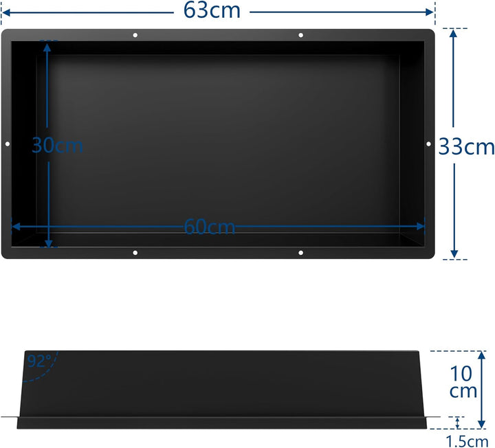 Neodrain Wandnische Dusche Edelstahl Duschnische Randlos Einzelregal Lagerung für Badezimmer 60 x 30