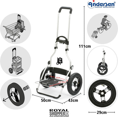 Andersen Shopper Royal Alu klappbar mit Luftreifen Ø 29 cm und 49 Liter Tasche Ortlieb Petrol