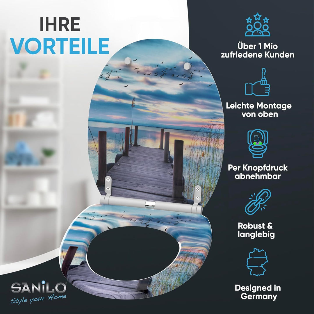 Sanilo WC Sitz mit Absenkautomatik, viele neue Toilettendeckel zur Auswahl, hochwertige Oberfläche,