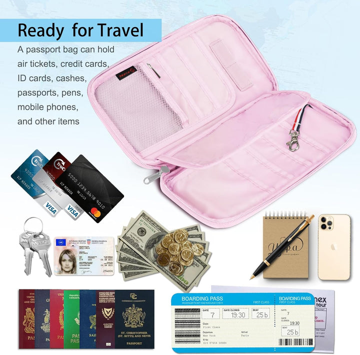 FINTIE Reisepass Tasche Familie Reiseorganizer, RFID-Blockier Wasserdicht Handytasche Reisepasshülle