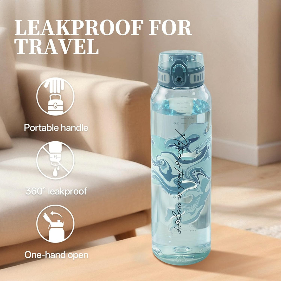 UZSPACE Trinkflasche Sport 1L, Tritan Bpa-Frei Trinkflasche Auslaufsicher mit Einhandbedienung, Kohl