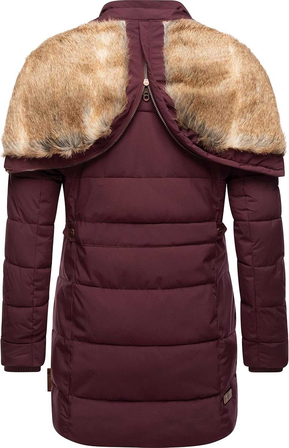 MARIKOO Damen Warmer Winter Steppmantel mit Kapuze Lieblings Jacke XS-XXL XS Wine, XS Wine