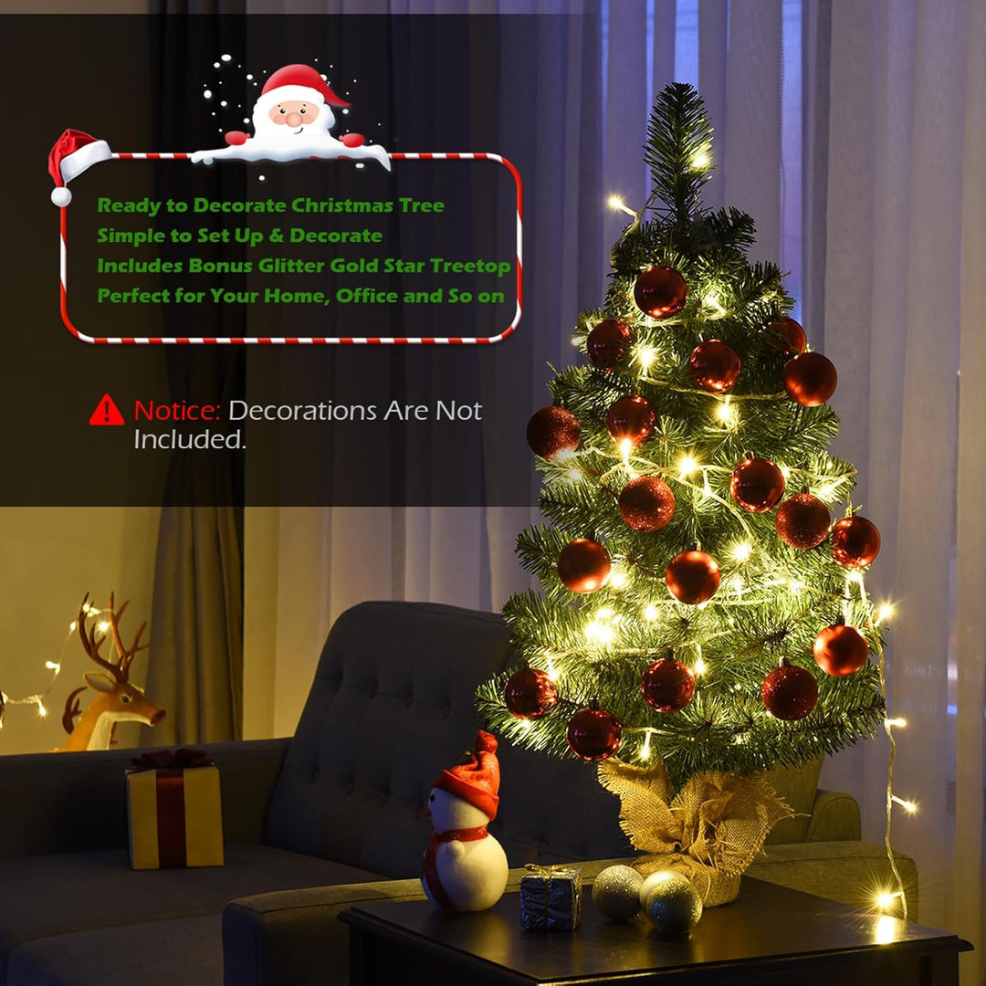 KOMFOTTEU 60 cm künstlicher Weihnachtsbaum Mini, Tisch Christbaum mit 67 Zweigspitzen, Kleiner Tanne