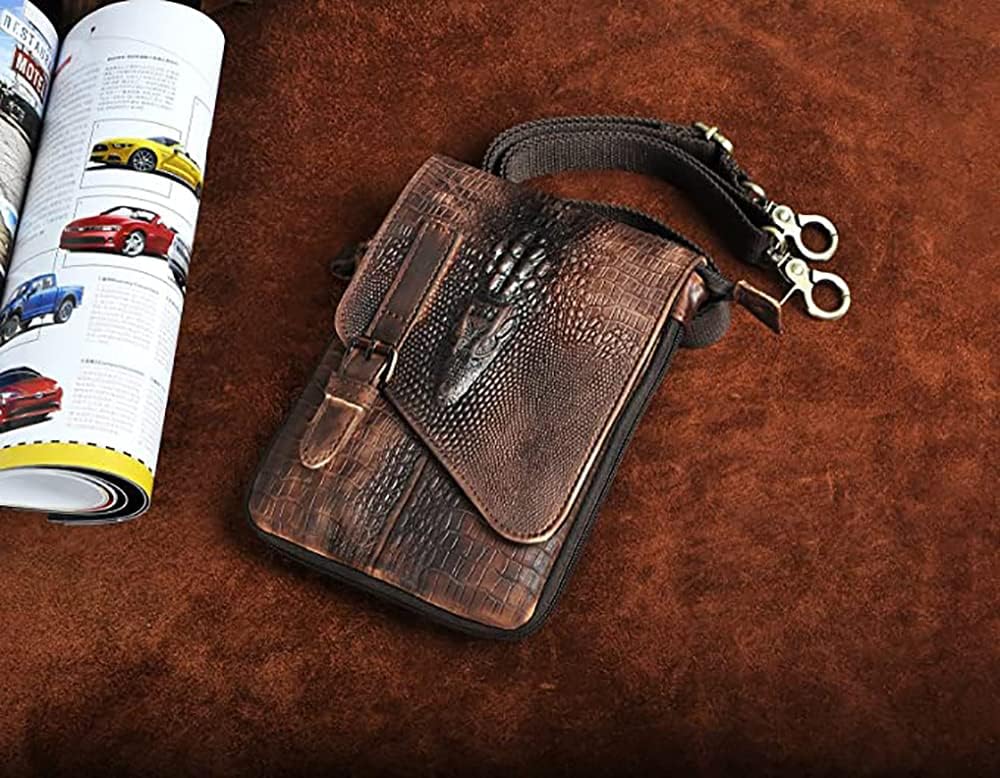 Le'aokuu Herren Verrückt Pferd Leder Tasche Freizeit Universität Schultasche Reisetasche Schultertas