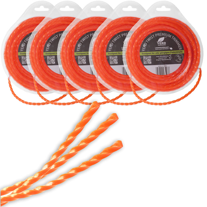 YERD Twist Motorsense Nylon Profi Mähfaden, 360° gedreht 4-Kant Trimmer-Faden, leise, effizient und