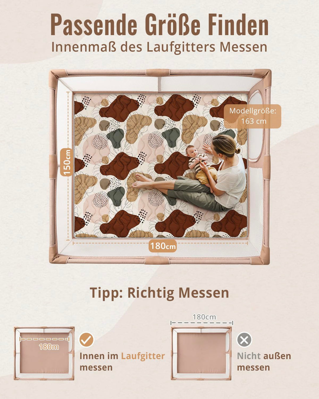 Blissful Diary Krabbelmatte Baby Spielmatte 180x150cm Krabbeldecke für Baby | Faltbar Baby Teppich,