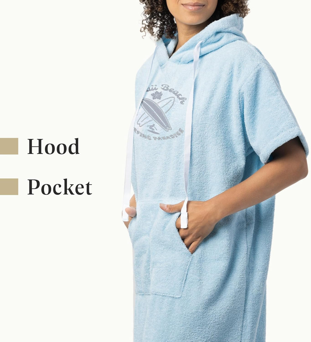 Badeponcho Unisex - Surf Poncho aus 100% Baumwolle - Handtuch für Erwachsene - Bademantel für Damen