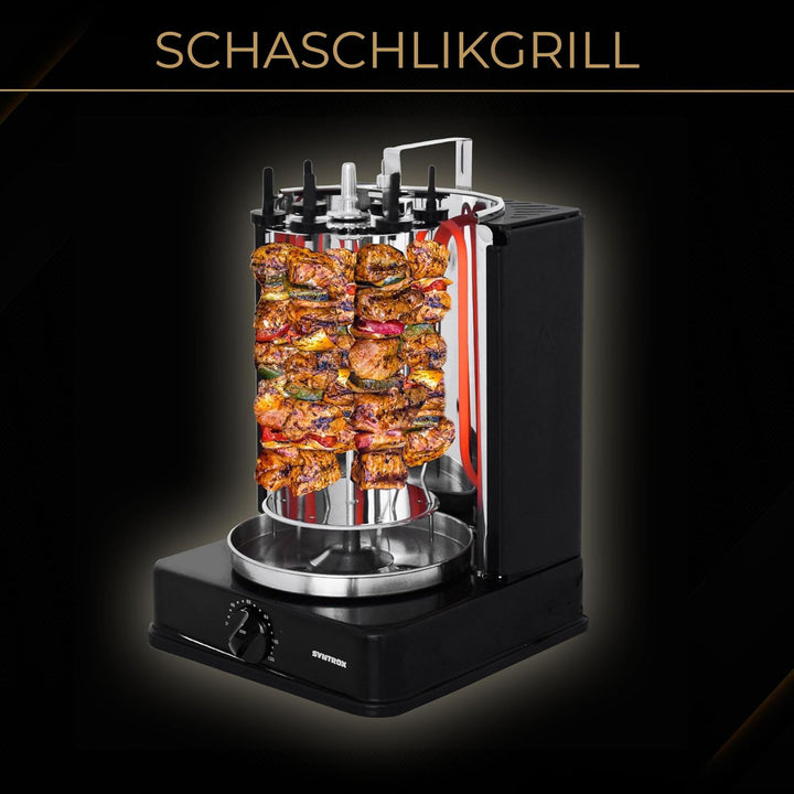 Syntrox Germany Dönergrill mit drehbaren Aussenspiessen und 120 Minuten Timer Schwarz