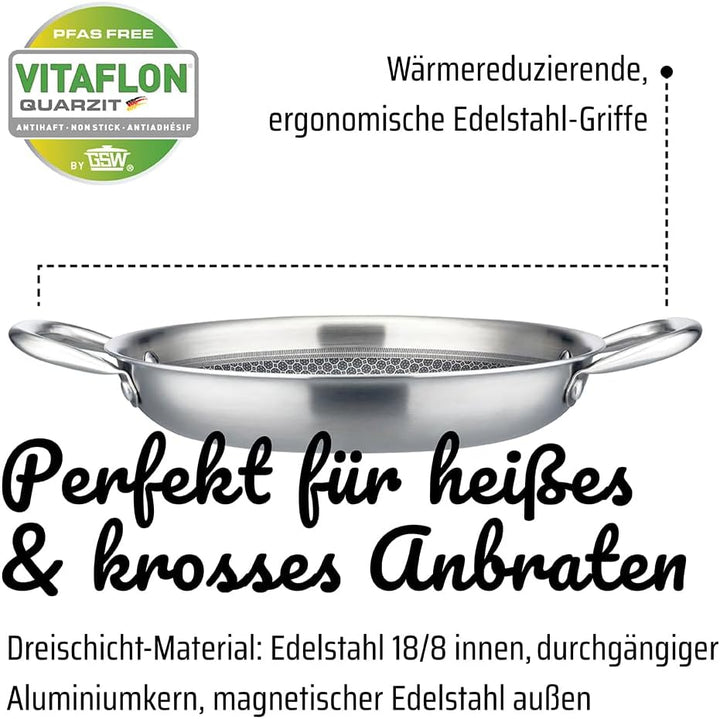 GSW Servierpfanne Innoxa Black, Edelstahlpfanne, Wabenpfanne mit kratzfester Antihaftbeschichtung, B