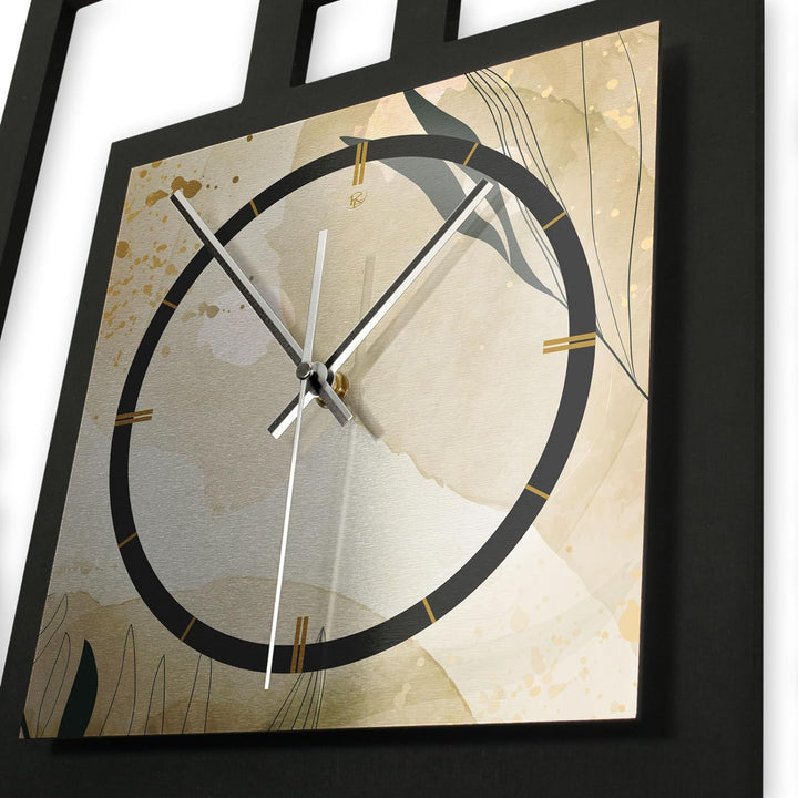 Kreative Feder Designer-WANDUHR „Elegant Leaves“ in modernem Metallic-Look ohne Tickgeräusche (Funk/