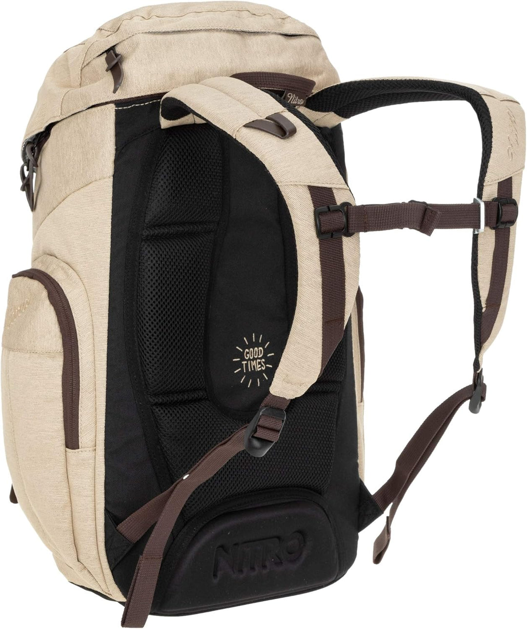 Rucksack Nitro Daypacker Alltagsrucksack Laptop Fach Schulrucksack Vintage + Flasche (Almond), Almon