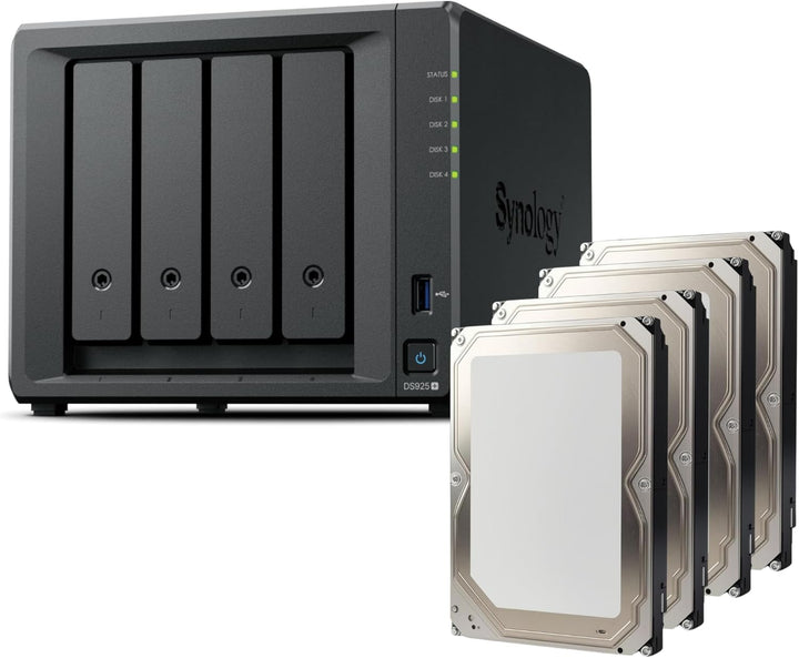 Synology DS925+ Bundle 16TB Bestpreis Festplatten (4X 4TB) 4Bay Desktop NAS, 2.5GbE-Ports, 4GB RAM,