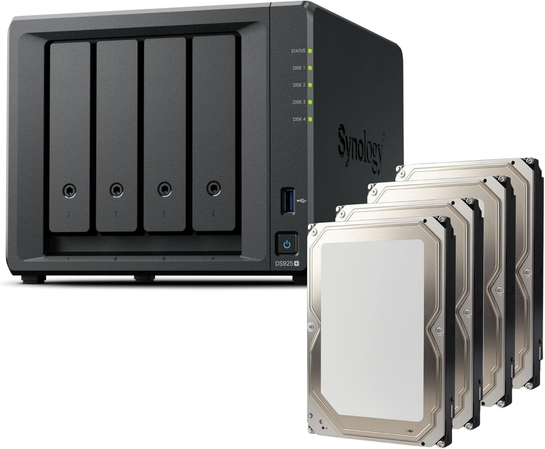 Synology DS925+ Bundle 40TB Bestpreis Festplatten (4X 10TB) 4Bay Desktop NAS, 2.5GbE-Ports, 4GB RAM,