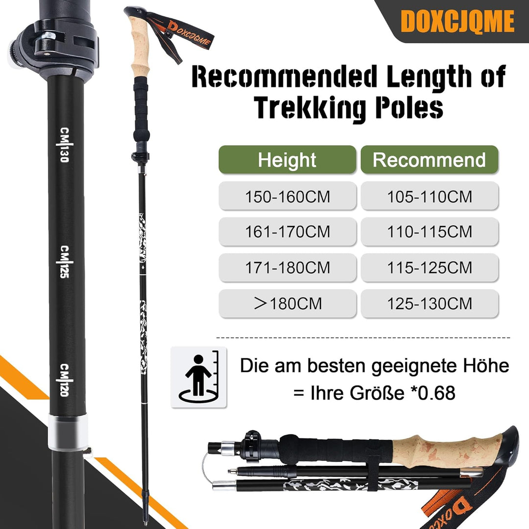 Wanderstöcke Faltbar Aluminium 2PCS Trekkingstöcke Nordic Walking Stöcke Damen Herren 110-130cm Leic