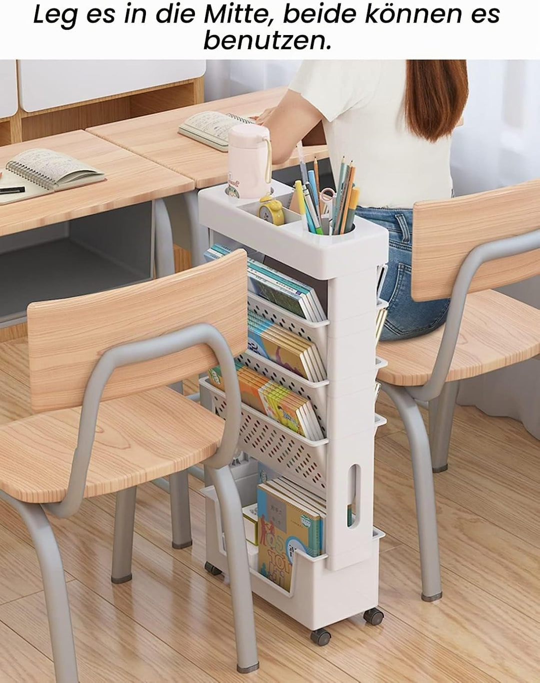 courti Mobiles Schreibtischregal für Klassenzimmer, kompakter Schreibtisch-Aufbewahrungs-Organizer m
