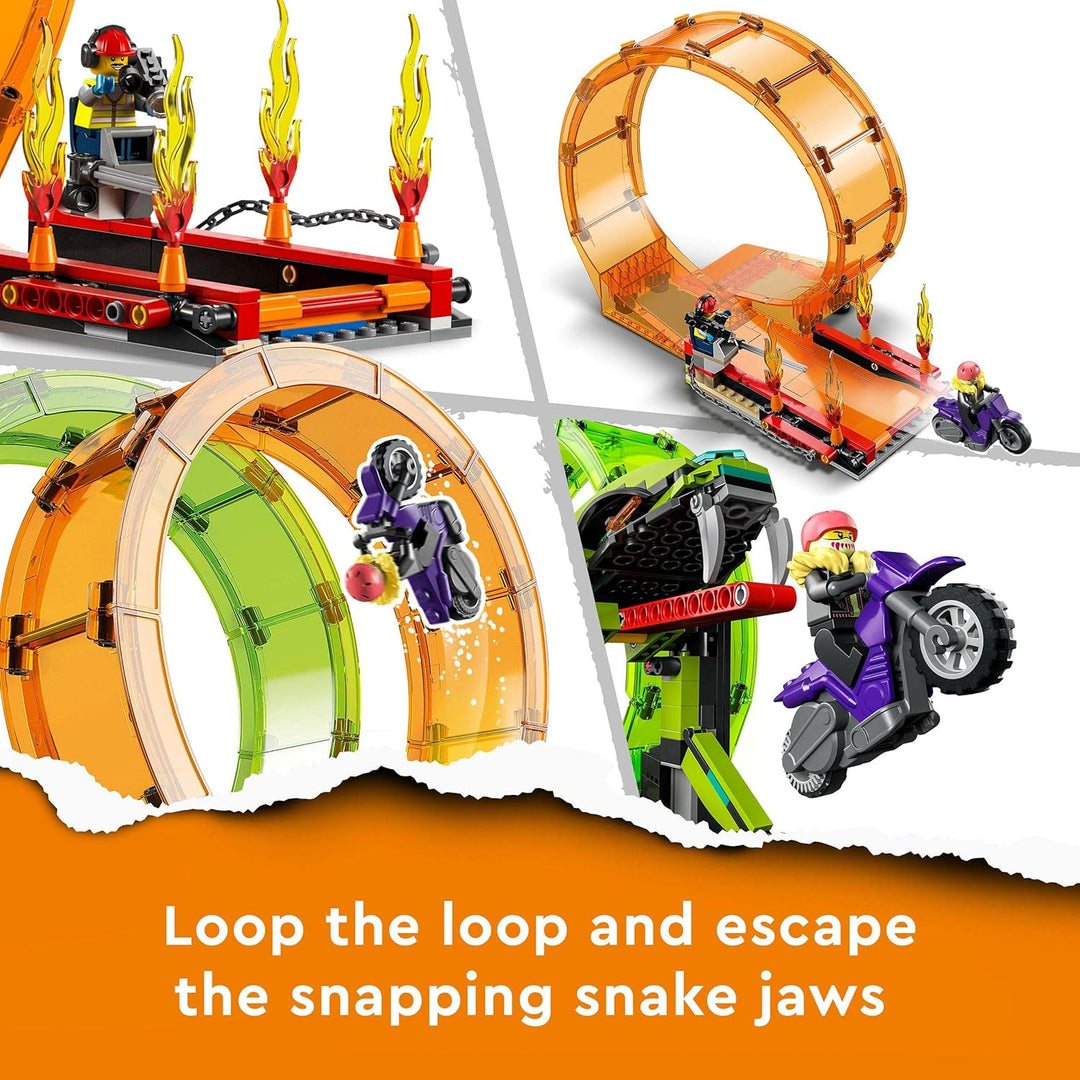 LEGO 60339 City Stuntz Stuntshow-Doppellooping Set, inkl. Rampe, Monstertruck, 2X Motorrad und 7 Min