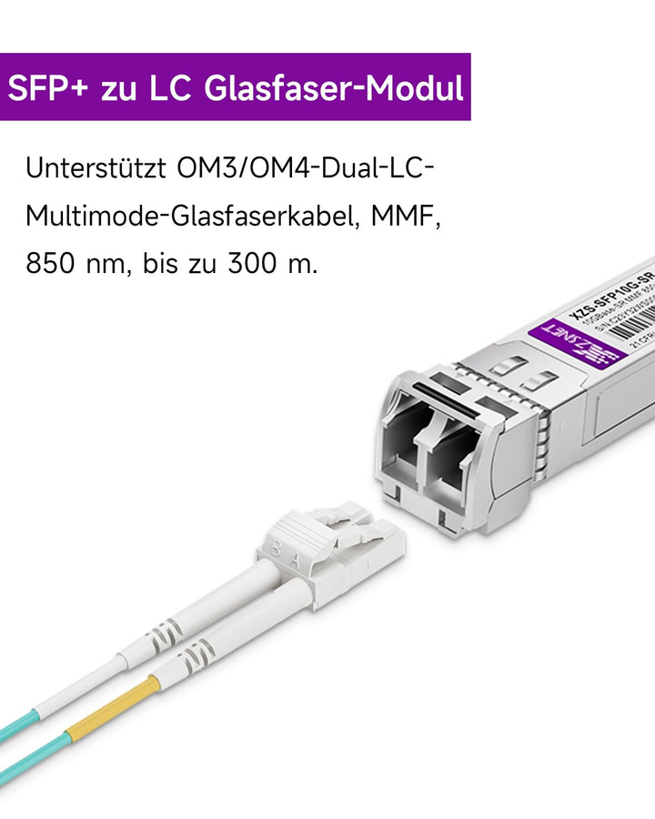 10GBASE-SR SFP+ Transceiver, 10G SFP+ zu LC Multimode Fiber Modul für Cisco SFP-10G-SR, Ubiquiti Uni