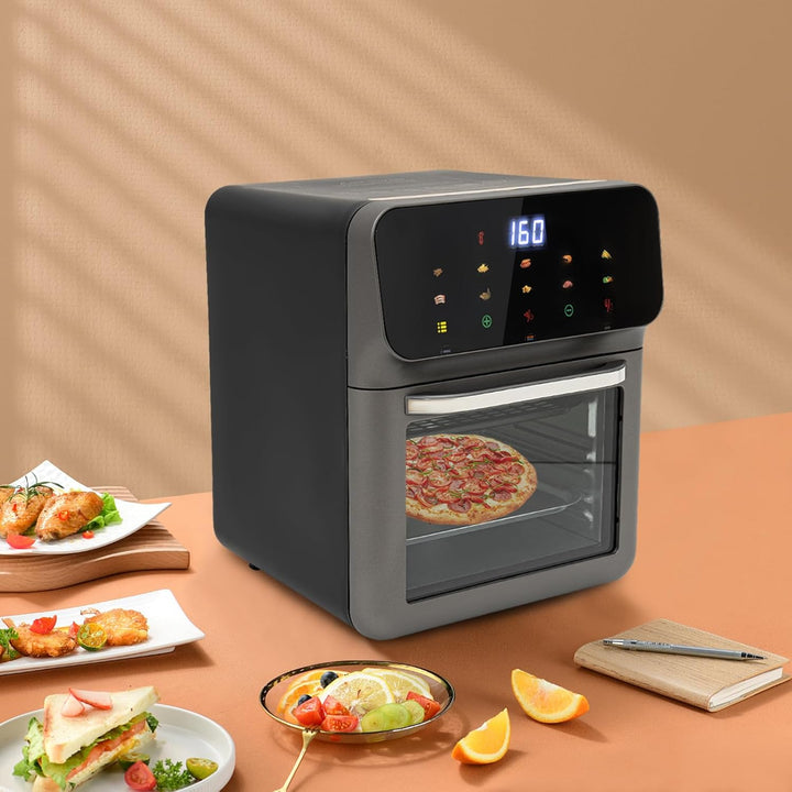 13L Elektrobackofen, 1350W Mini Backofen mit Temperaturregelung bis 200°C, Timer 15–60 Min, 2 Backbl