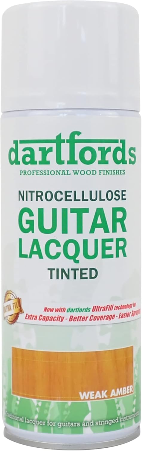 dartfords Nitrozellulose-Gitarrenlack, getönt, Bernstein (Weak), Sprühdose, 400 ml Schwacher Bernste