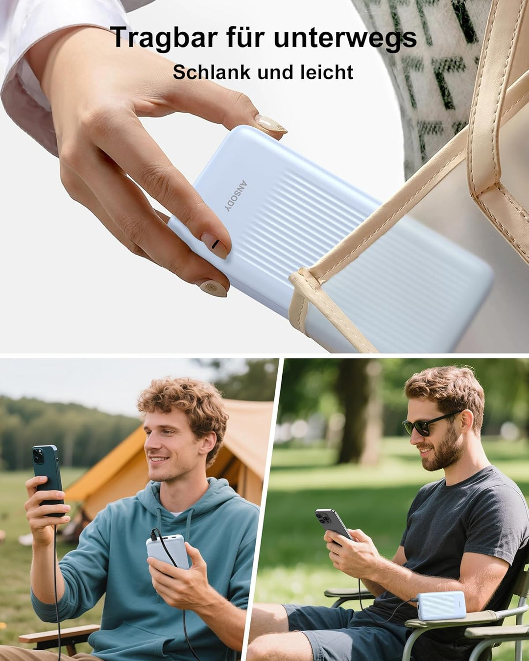 22.5W Power Bank 10000mAh 2 Stück, Akkupack Klein Aber Stark, LED Display kompatibel Externe handyak
