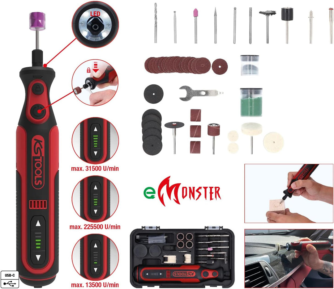 KS Tools 515.3990 eMONSTER Akku-Multifunktionswerkzeug-Satz mit 50 Zubehörteilen