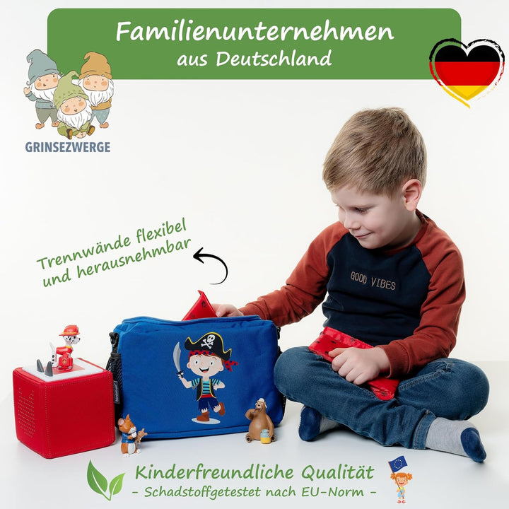 GRINSEZWERGE Tasche für Toniebox und bis zu 30 Tonie Figuren - 12 Motive | Aufbewahrung für Tonies H